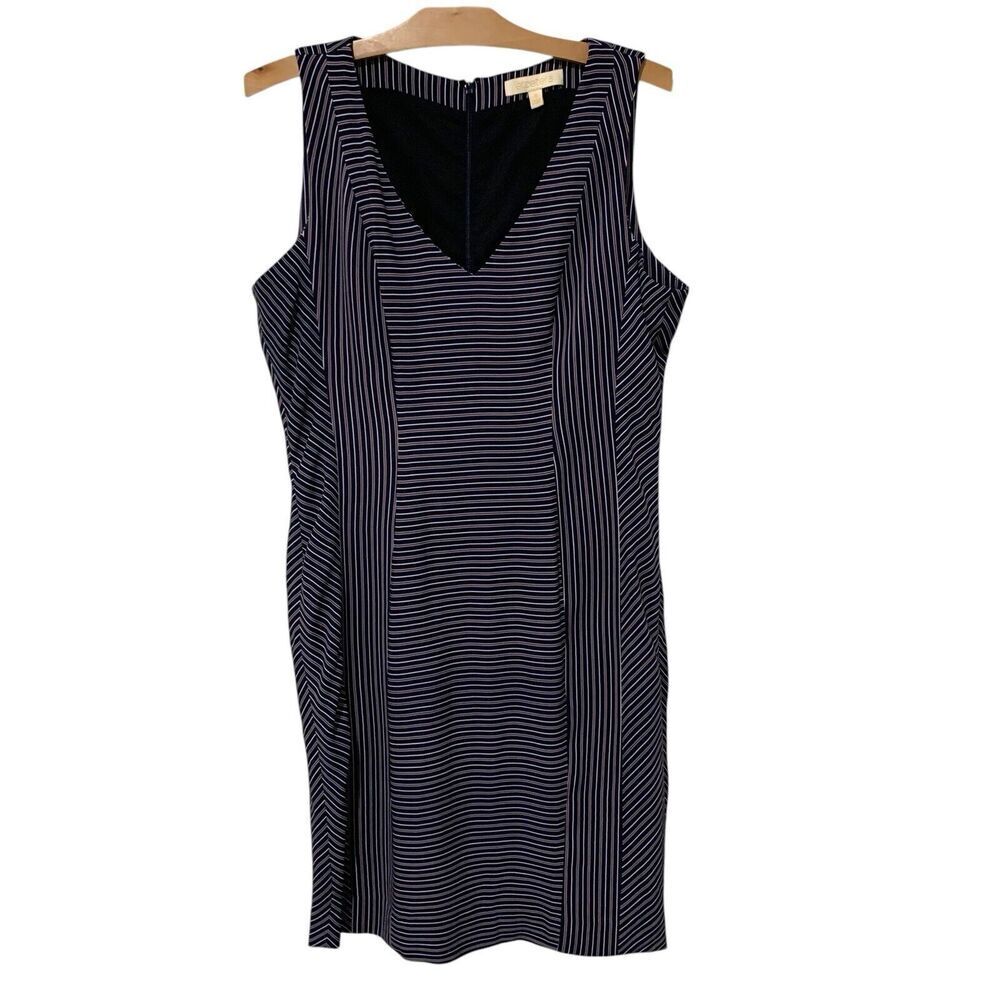 Etcetera | Dress Striped Sleeveless Kne Length Black Business Career- Size 8